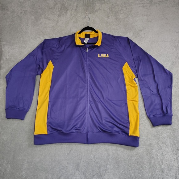 NEW Genuine Stuff LSU Tigers Full Zip Purple Yellow Track Jacket XL FITS LIKE 2X - Picture 1 of 1